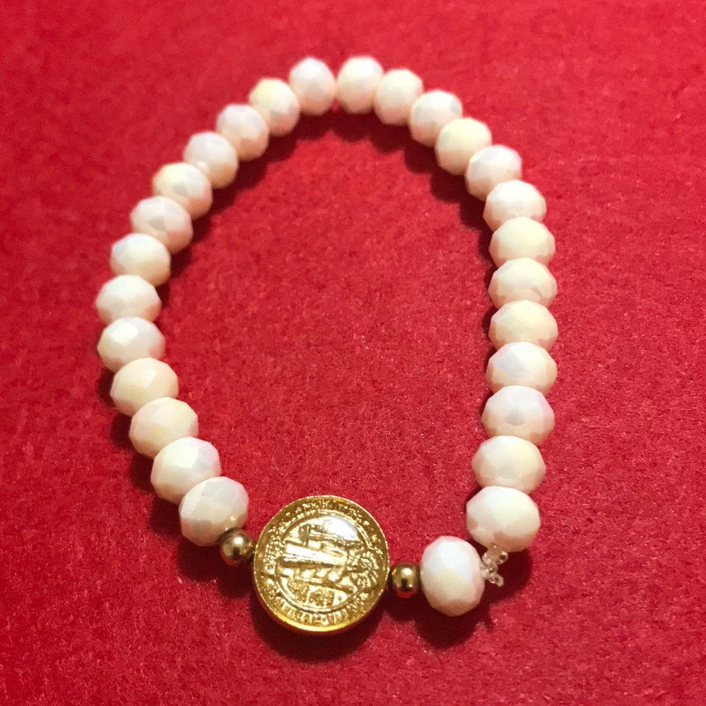 Cream Crystal with St Benedict charm